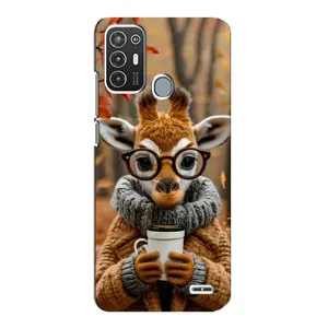 Печатный чехол «Зверята с кофе» для ZTE Blade A72 (Жираф с кофе)