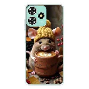Печатный чехол «Зверята с кофе» для ZTE Blade A73 (Мышка с кофе)