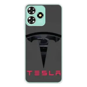 Силиконовый бампер с картинкой машины на ZTE Blade A73 (Logo TESLA)