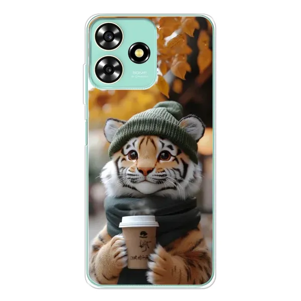 Чехол с рисунком «Тигр с кофе» для ZTE Blade A73 Чехол с рисунком «Тигр с кофе» для ZTE Blade A73