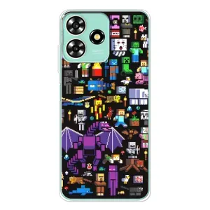 Чехол майнкрафт для ZTE Blade A73 (Все персонажи)