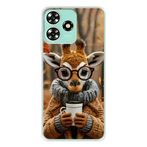 Печатный чехол «Зверята с кофе» для ZTE Blade A73 (Жираф с кофе)