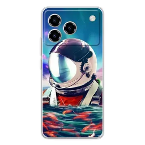 Силіконовый Чохол з принтом "Космонавти" на ZTE Blade A76 (Космонавт у воді)
