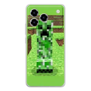Чехлы для ZTE Blade A76 (Персонажи Майн Крафт) (Крипер 2)