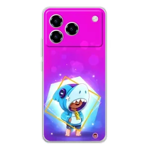 Чехол Бравл Старс для ZTE Blade A76 (Леон в костюме Акулы)