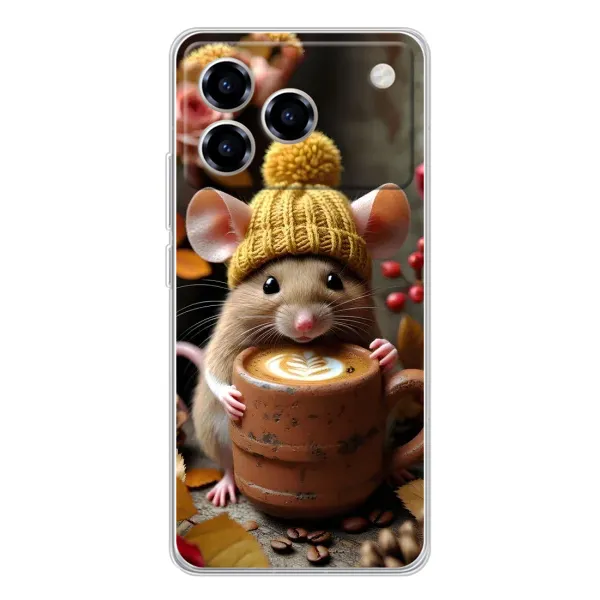 Чехол с рисунком «Мышка с кофе» для ZTE Blade A76 Чехол с рисунком «Мышка с кофе» для ZTE Blade A76
