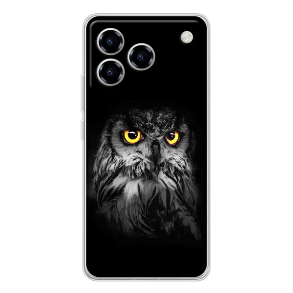 Чехол с рисунком «Сова на чёрном» для ZTE Blade A76 Чехол с рисунком «Сова на чёрном» для ZTE Blade A76