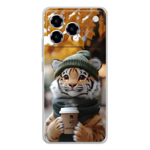 Чехол с рисунком «Тигр с кофе» для ZTE Blade A76 Чехол с рисунком «Тигр с кофе» для ZTE Blade A76