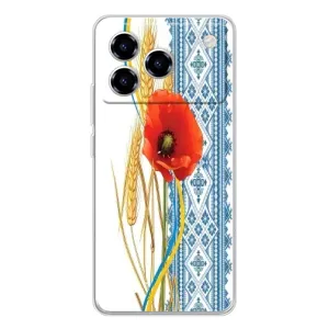 Силіконовый Чохол на ZTE Blade A76 з картинкой Вишиванки (Вишиванка з квіткою)