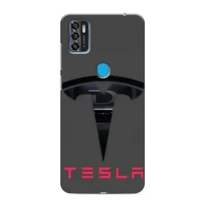 Силиконовый бампер с картинкой машины на ZTE Blade A7s 2020 (Logo TESLA)