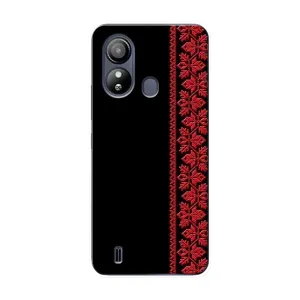 Силиконовый Чехол на ZTE Blade L220 (Красная Вышиванка)