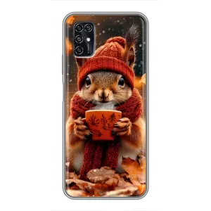 Печатный чехол «Зверята с кофе» для ZTE Blade V2020 Smart (Белка с кофе)