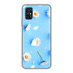Чохол з Квітами для ZTE Blade V2020 Smart (ромашки на блакитному)