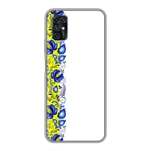 Силиконовый Чехол на ZTE Blade V2020 Smart с картинкой Вышиванки (Желто-синяя вышиванка)