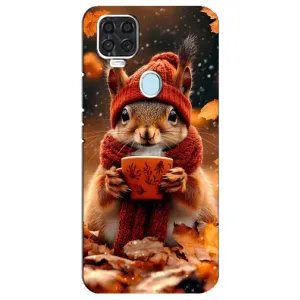 Печатный чехол «Зверята с кофе» для ZTE Blade V2020 (Белка с кофе)