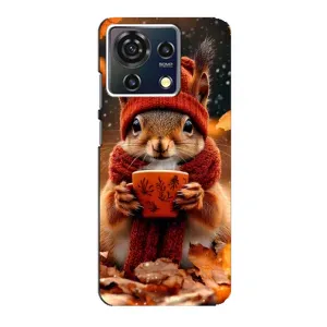 Печатный чехол «Зверята с кофе» для ZTE Blade V50 Vita (Белка с кофе)