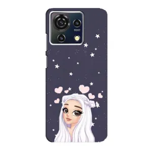 Чехол Стильные девушки на ZTE Blade V50 Vita (Девушка и сердечки)