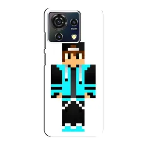 Чехлы для ZTE Blade V50 Vita (Персонажи Майн Крафт) (Мальчик в голубом)