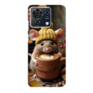 Печатный чехол «Зверята с кофе» для ZTE Blade V50 Vita (Мышка с кофе)