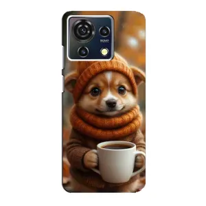 Печатный чехол «Зверята с кофе» для ZTE Blade V50 Vita (Собачка с кофе)
