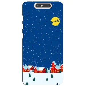 Силиконовый бампер на рождество для ZTE Blade V8 (Город в снегу)
