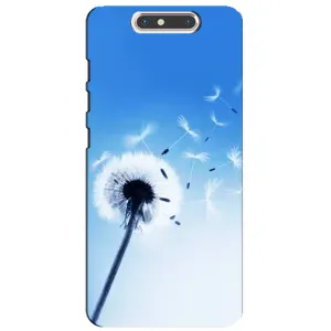 Силиконовый Чехол с одуванчиками на ZTE Blade V8 (Одуванчик на голубом)