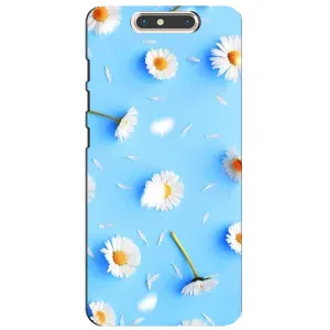 Чехол с Цветами для ZTE Blade V8 (ромашки на голубом)