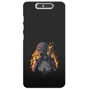 Силиконовый чехол с картинкой "Герой Pubg" на ZTE Blade V8 (В огне)