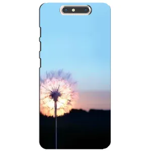 Силиконовый Чехол с одуванчиками на ZTE Blade V8 (Закат с одуванчиком)