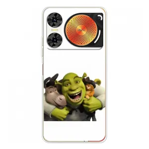 Печатный чехол с принтом Шрек для ZTE Nubia Music 2 (Шрек осел и кот)