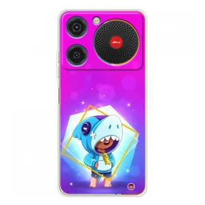 Чехол Бравл Старс для ZTE Nubia Music (Леон в костюме Акулы)