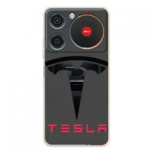 Силиконовый бампер с картинкой машины на ZTE Nubia Music (Logo TESLA)