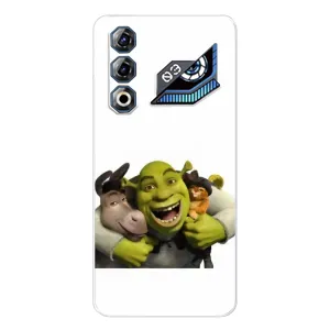 Печатный чехол с принтом Шрек для ZTE Nubia Neo 3 GT (Шрек осел и кот)