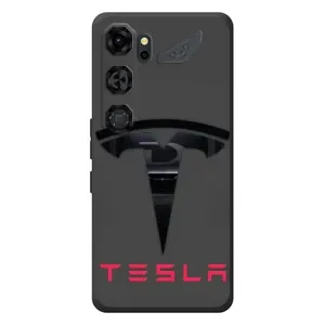 Силиконовый бампер с картинкой машины на ZTE Nubia Neo 5 GT 5G (Logo TESLA)