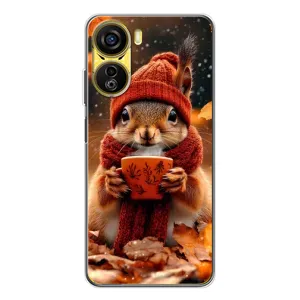 Печатный чехол «Зверята с кофе» для ZTE Nubia Neo 5G (Белка с кофе)