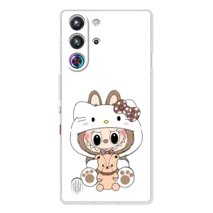 Чехол с принтом Лабубу для ZTE Nubia RedMagic 10 Pro (Белый Лабубу)