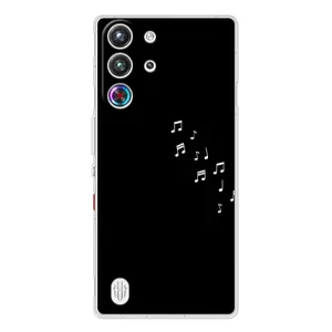 Чехол с картинками на черном фоне для ZTE Nubia RedMagic 10 Pro (Ноты)
