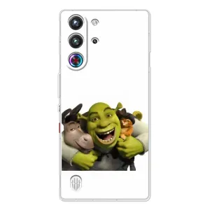 Печатный чехол с принтом Шрек для ZTE Nubia RedMagic 10 Pro (Шрек осел и кот)