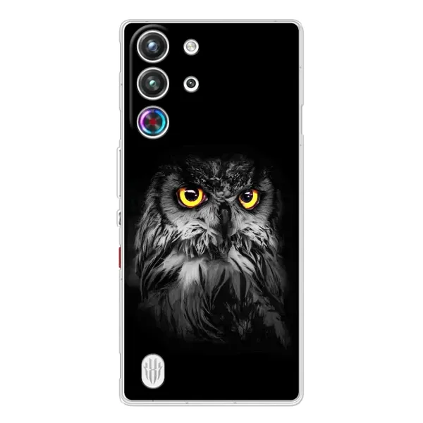 Чехол с рисунком «Сова на чёрном» для ZTE Nubia RedMagic 10 Pro Чехол с рисунком «Сова на чёрном» для ZTE Nubia RedMagic 10 Pro