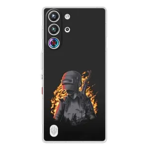 Силиконовый чехол с картинкой "Герой Pubg" на ZTE Nubia RedMagic 10 Pro (В огне)