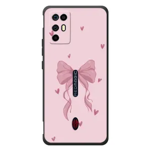 Чехол банты для ZTE Nubia RedMagic 6R (Бант на розовом)
