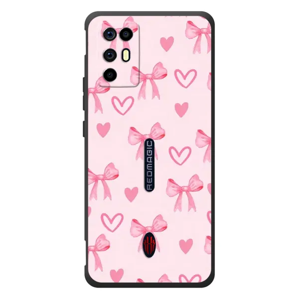 Чехол с рисунком «Бантики и сердечки» для ZTE Nubia RedMagic 6R Чехол с рисунком «Бантики и сердечки» для ZTE Nubia RedMagic 6R