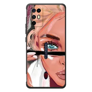 Силиконовый Чехол на ZTE Nubia RedMagic 6R с картинкой Стильных Девушек (Девушка и ресницы)