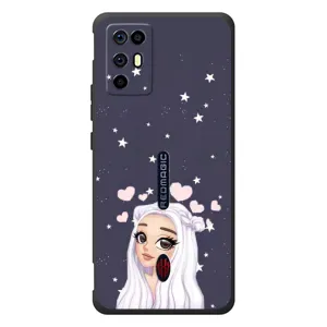 Чехол Стильные девушки на ZTE Nubia RedMagic 6R (Девушка и сердечки)