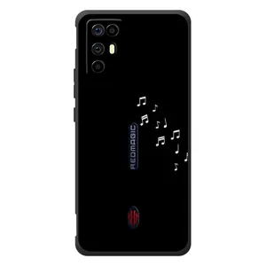 Чехол с картинками на черном фоне для ZTE Nubia RedMagic 6R (Ноты)
