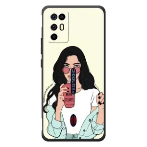 Силиконовый Чехол на ZTE Nubia RedMagic 6R с картинкой Стильных Девушек (С напитком)