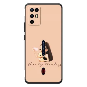 Силиконовый Чехол на ZTE Nubia RedMagic 6R с картинкой Стильных Девушек (С собакой)