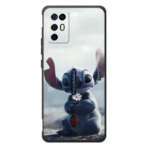 Чехол с рисунком Стич для ZTE Nubia RedMagic 6R (Стич с цветочком)