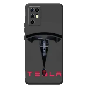 Силиконовый бампер с картинкой машины на ZTE Nubia RedMagic 6R (Logo TESLA)