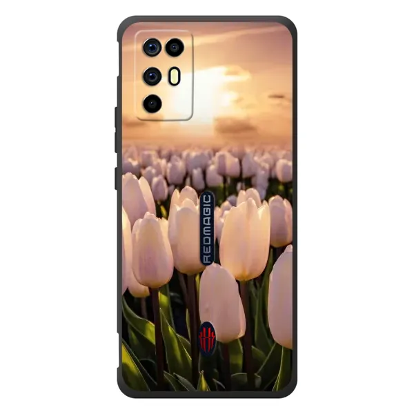 Чехол с рисунком «Закат с цветами» для ZTE Nubia RedMagic 6R